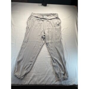 Kittenish Womens Light Grey Elastic Waist Jogger Pants Casual Lounge Trousers